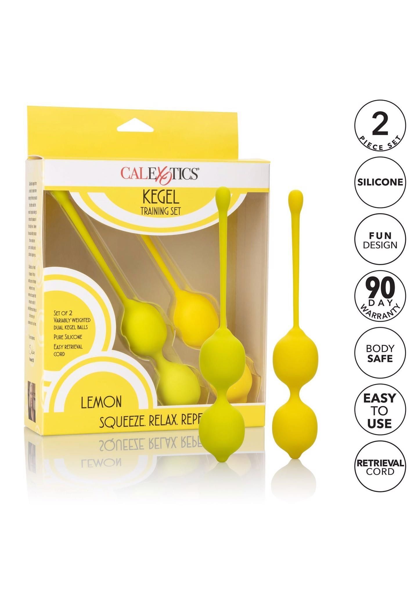 Вагинальные шарики CalExotics Kegel Training Set Lemon, 19 см (желтый)