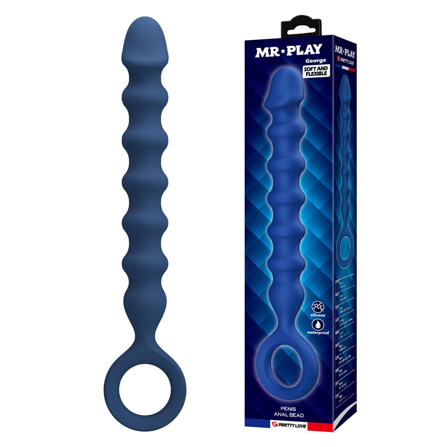 Dildo analne Mr. Play George Penis Anal Bead, 28.5 cm (niebieski)