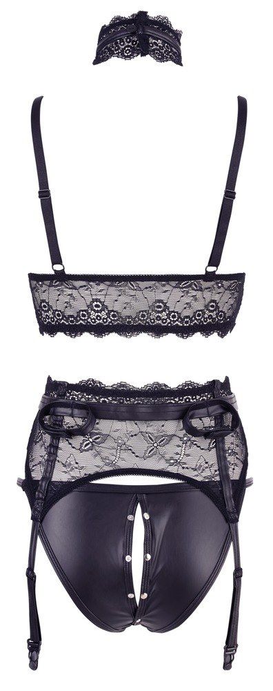 Эротический комплект Cottelli Collection Bondage Bra Suspender, M (черный)