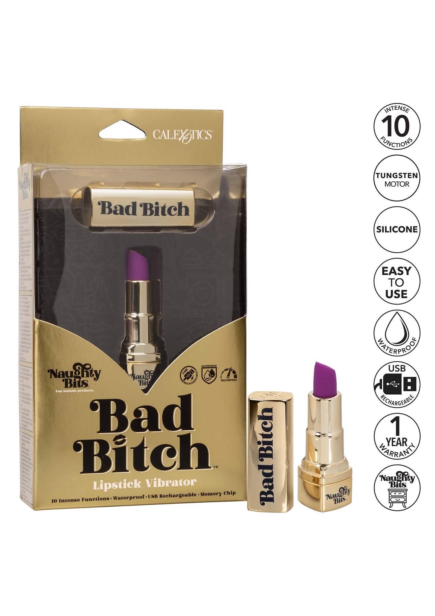 Мини-вибратор Calexotics Bad Bitch Lipstick, 7.5 см (золотой)