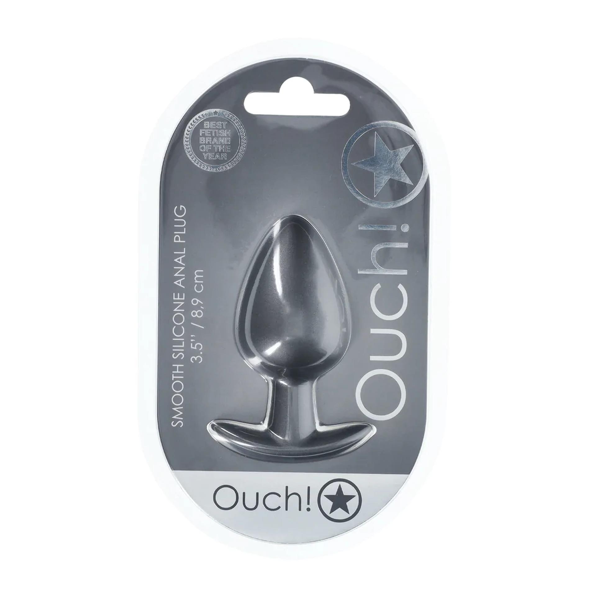 Korek analny Ouch! Smooth Anal Plug Metallic L, 8.9 cm (szary)