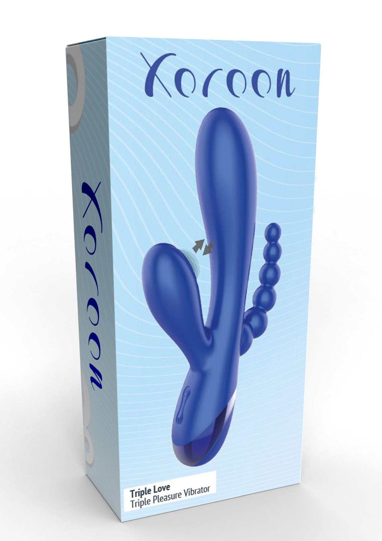 Вибратор Xocoon Triple Love, 19 см (синий)