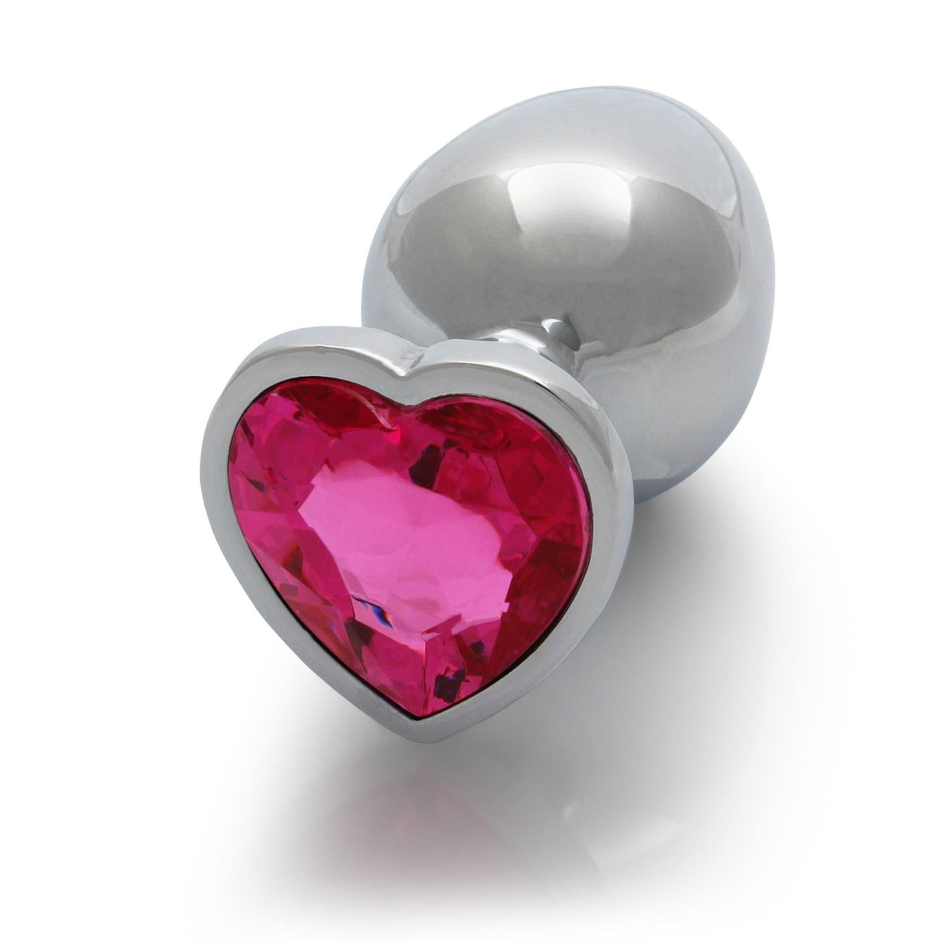 Korek analny Ouch! Heart Gem Butt Plug Medium, 8 cm (srebrny)