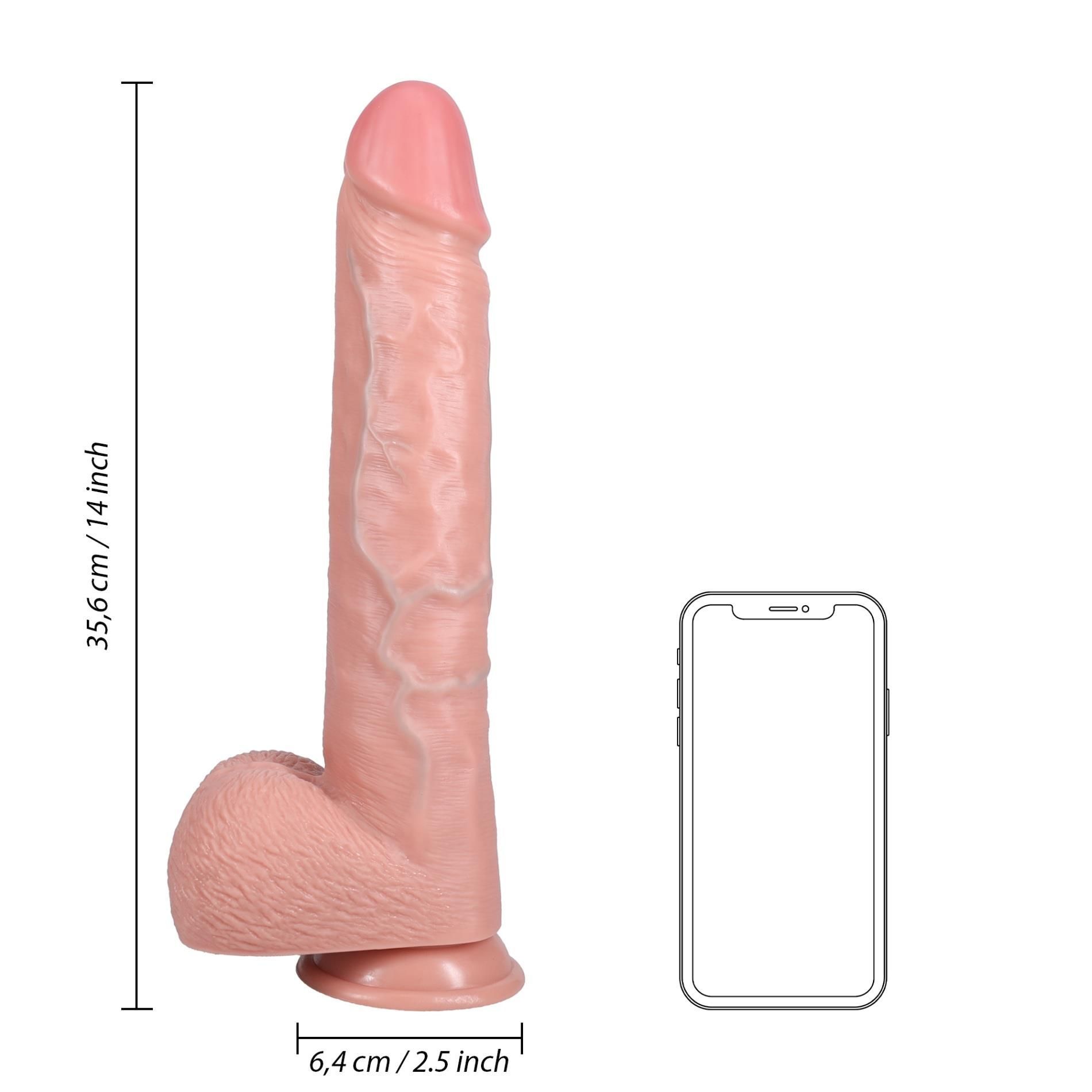 Dildo RealRock Extra Long with Balls 14", 35.5 cm (w kolorze cielistym)