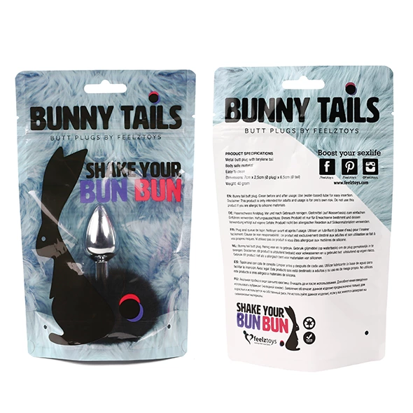 Korek analny FeelzToys Bunny Tails, 7 cm (czarny)