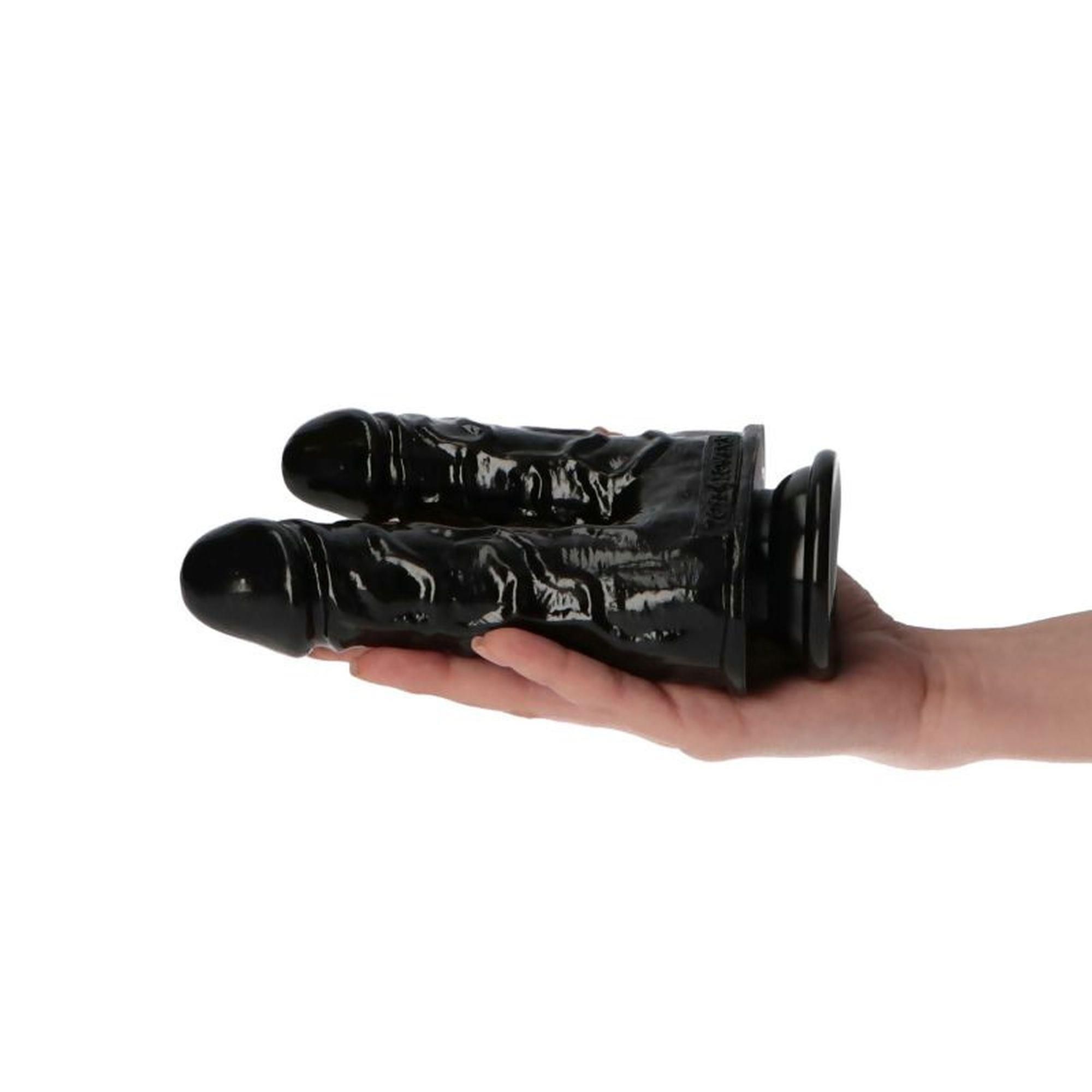 Двойной фаллоимитатор Toyz4lovers Caino e Abele, 15.5 см (черный)