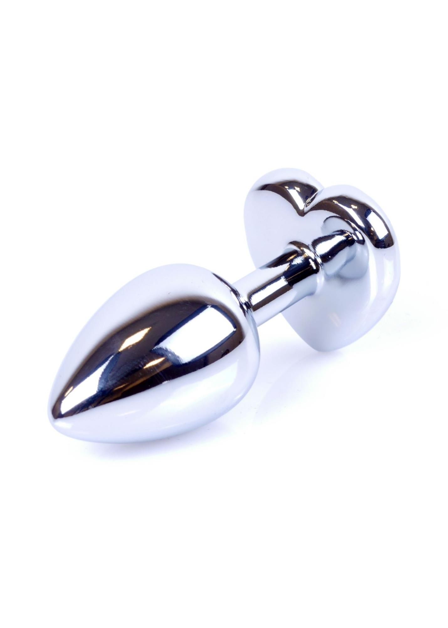 Анальна пробка з кристалом Jewellery Silver Heart Plug, 7х2.7 см (червоний)