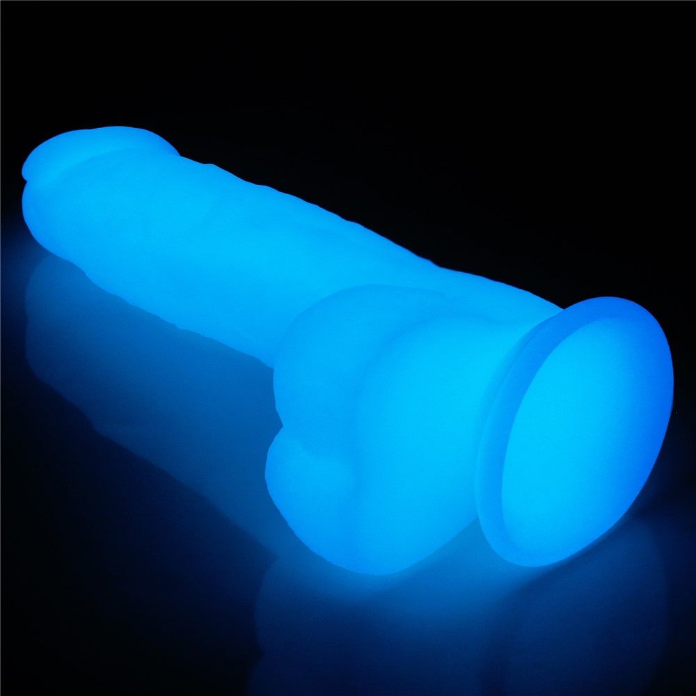 Неоновый фаллоимитатор LoveToy Lumino Play, 20,9 см (голубой)