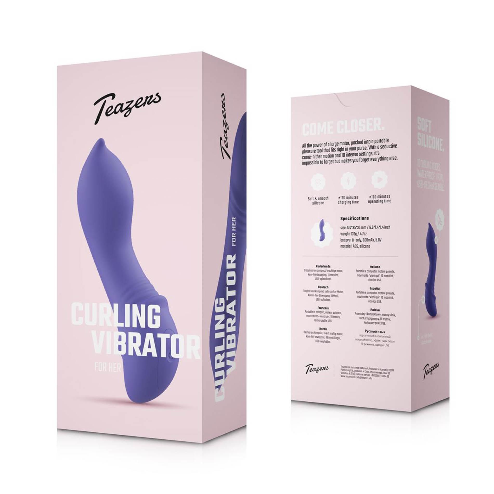 Мини-вибратор Teazers Curling, 17.4 см (фиолетовый)