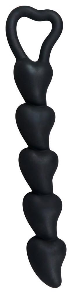 Анальные бусы Inny Velvet Hearts, 18,5 см (черный)