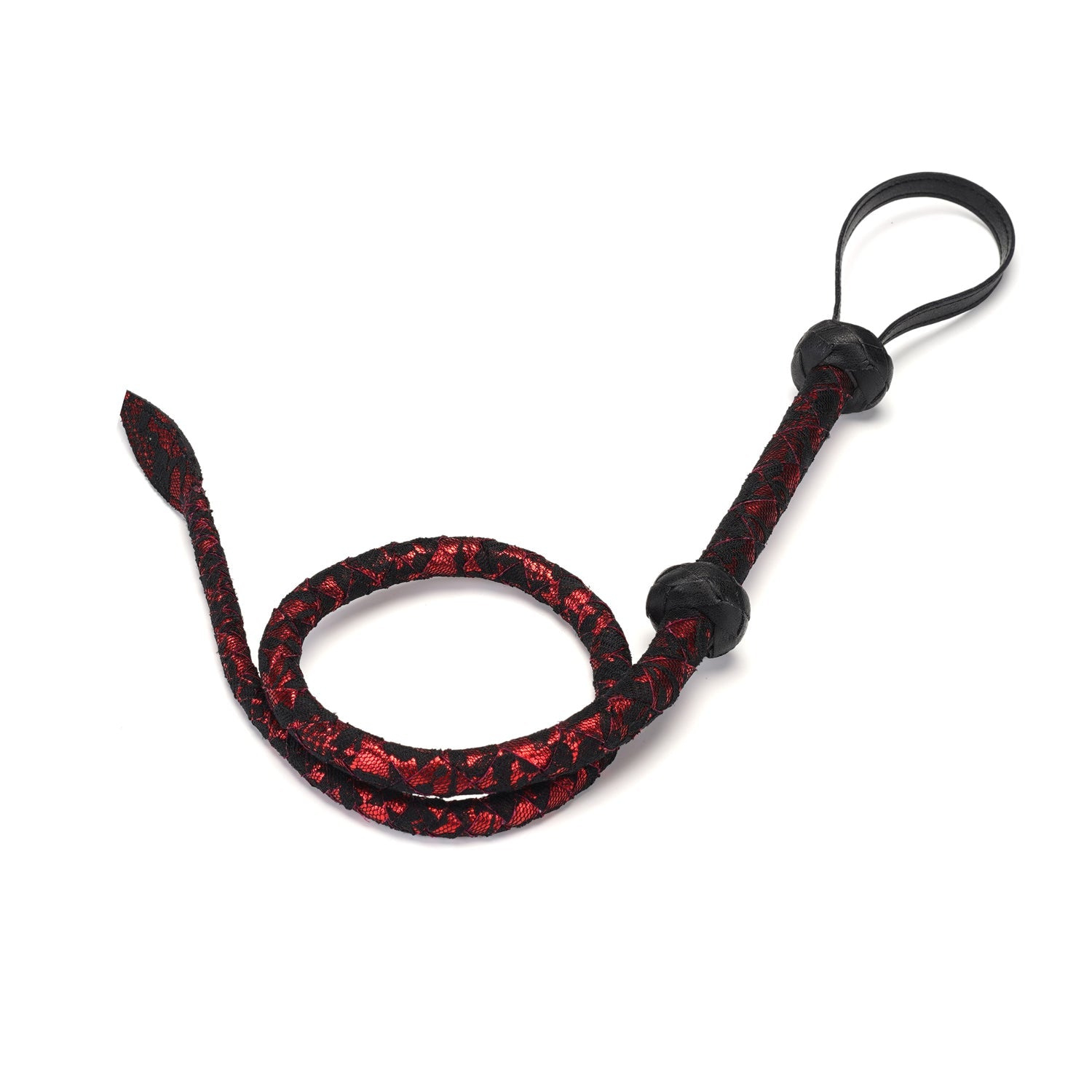 Кнут Liebe Seele Victorian Garden Lace and Vegan Leather Bull Whip, 90 см (черный с красным)