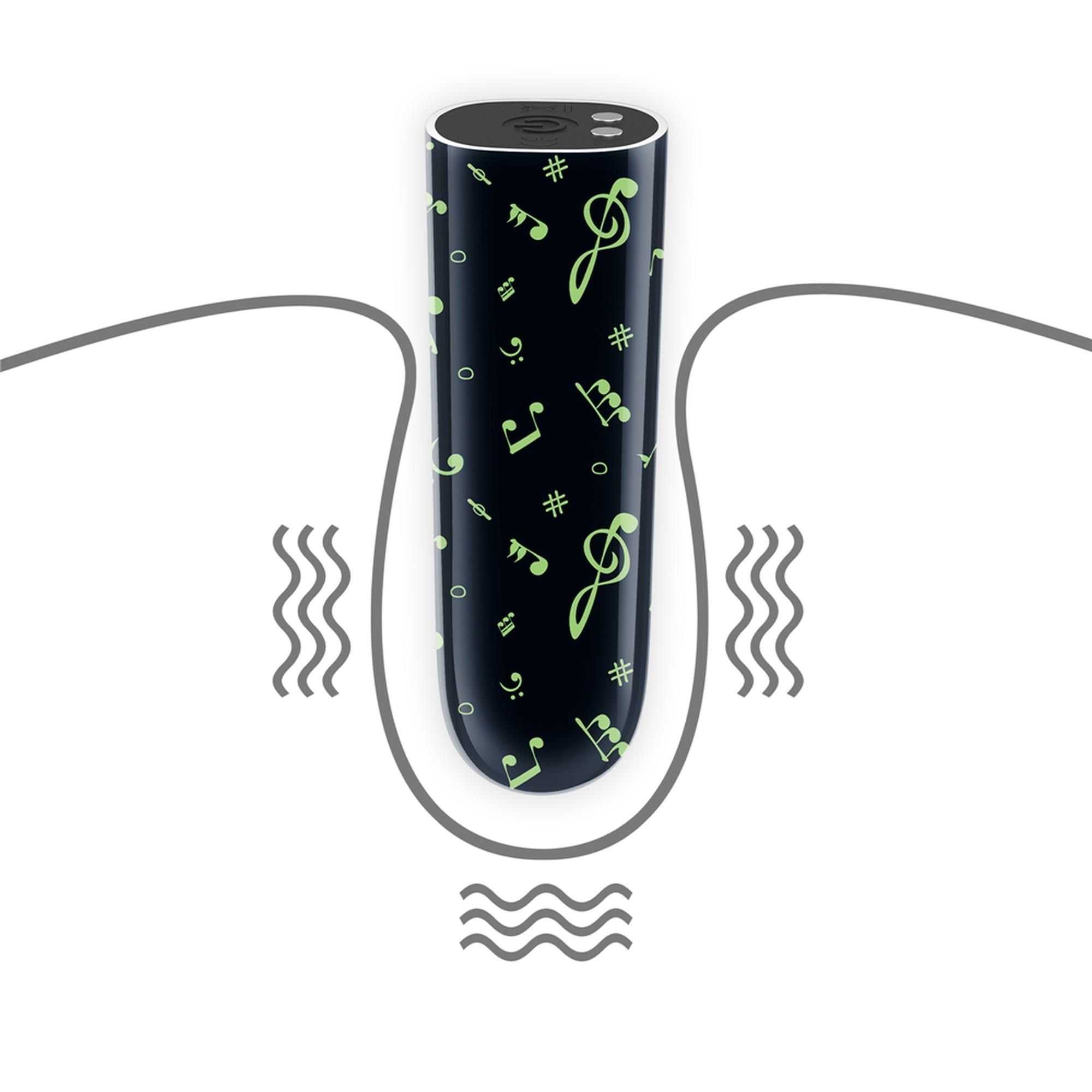 Вібратор для клітора LoveToy Music Massager Glow In The Dark, 8,5 см (чорний)