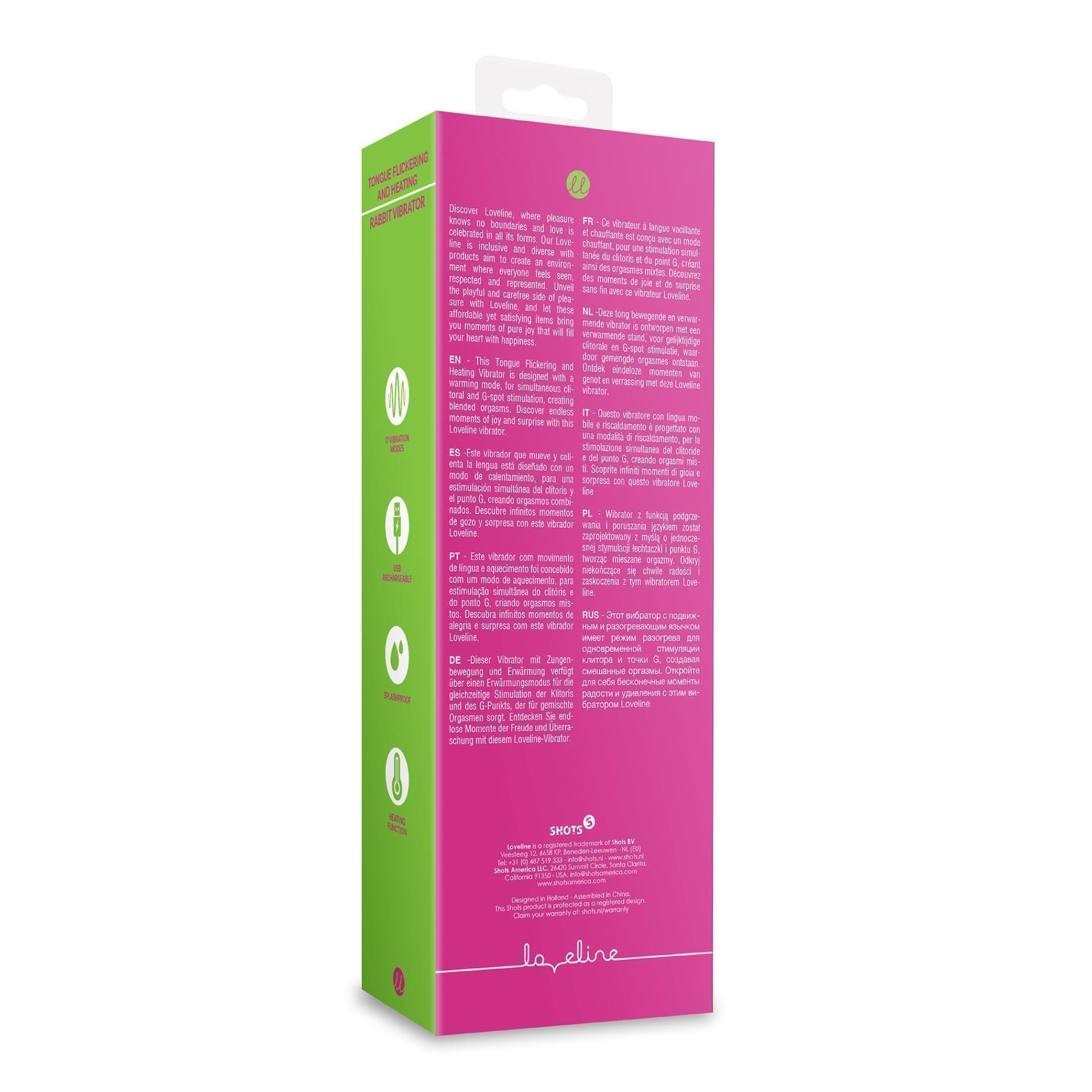 Вибратор-кролик Loveline Tongue Flickering and Heating, 21,5 см (розовый)
