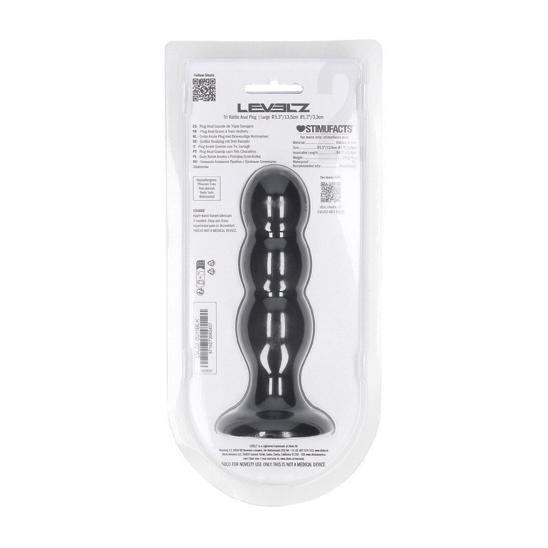 Korek analny Levelz Tri Rattle Liquid, 13.5 cm (czarny