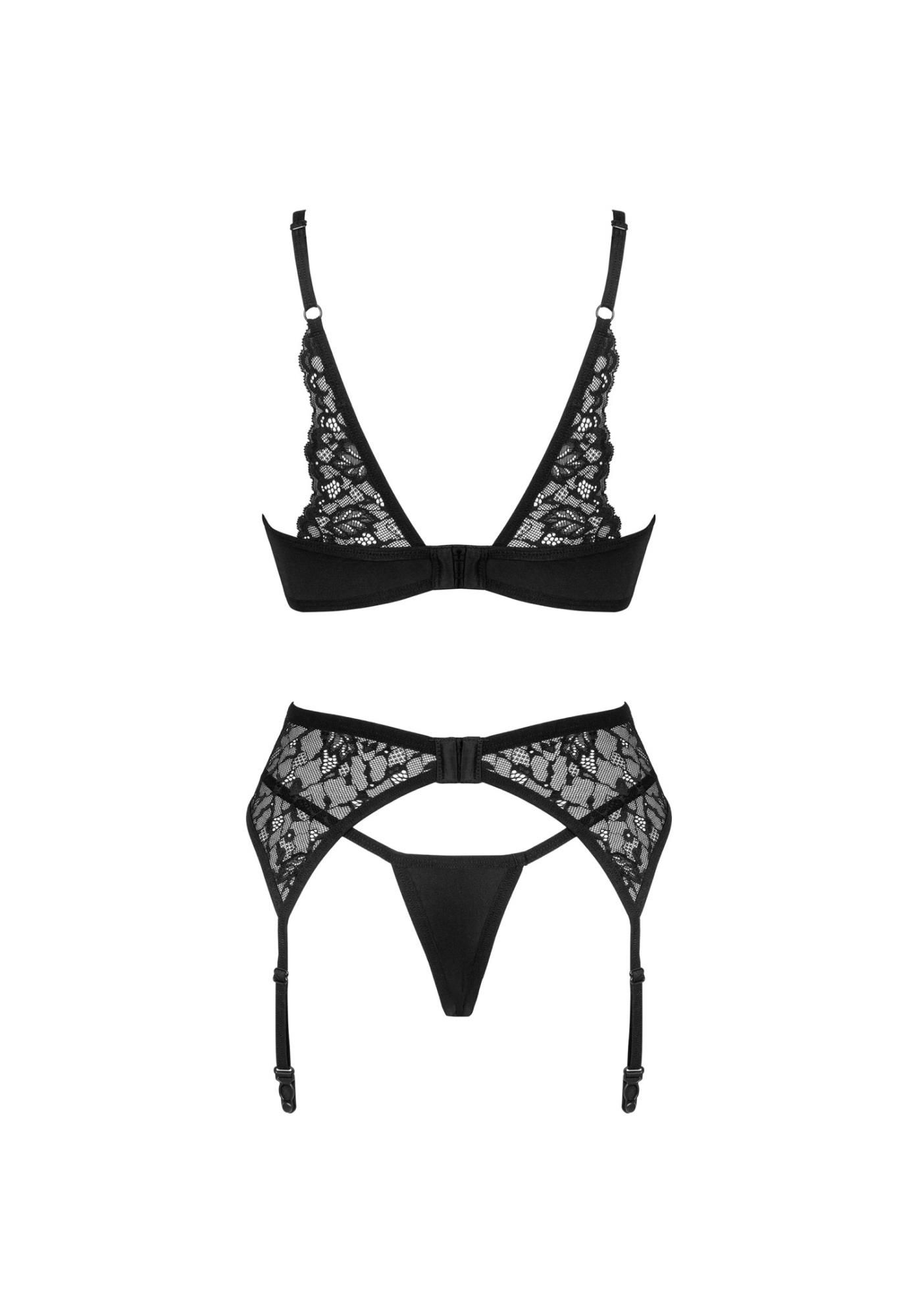 Комплект белья Obsessive Bellastia, XL/2XL (черный)