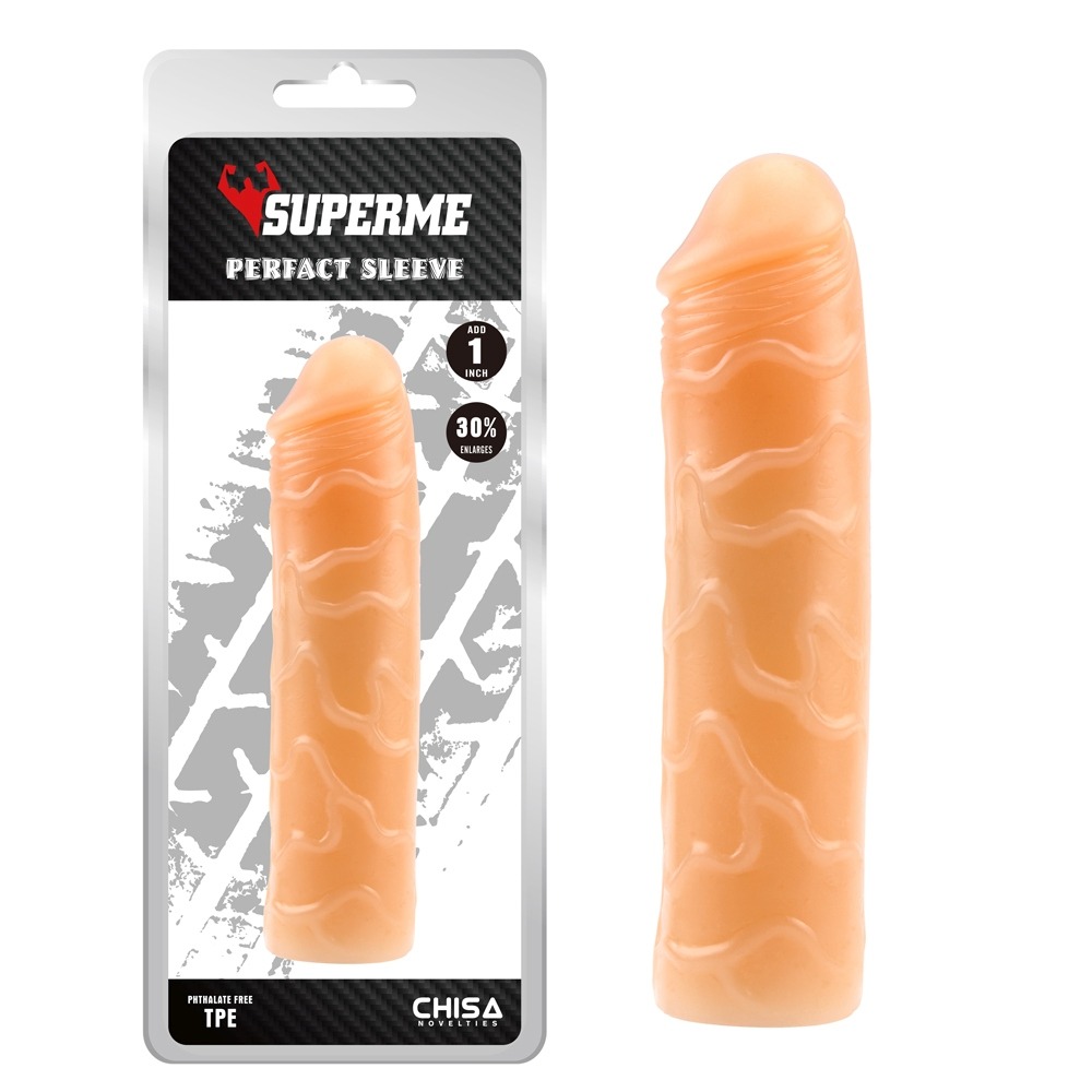 Super Me Perfact Sleeve - Masturbator, W kolorze cielistym, 18 cm