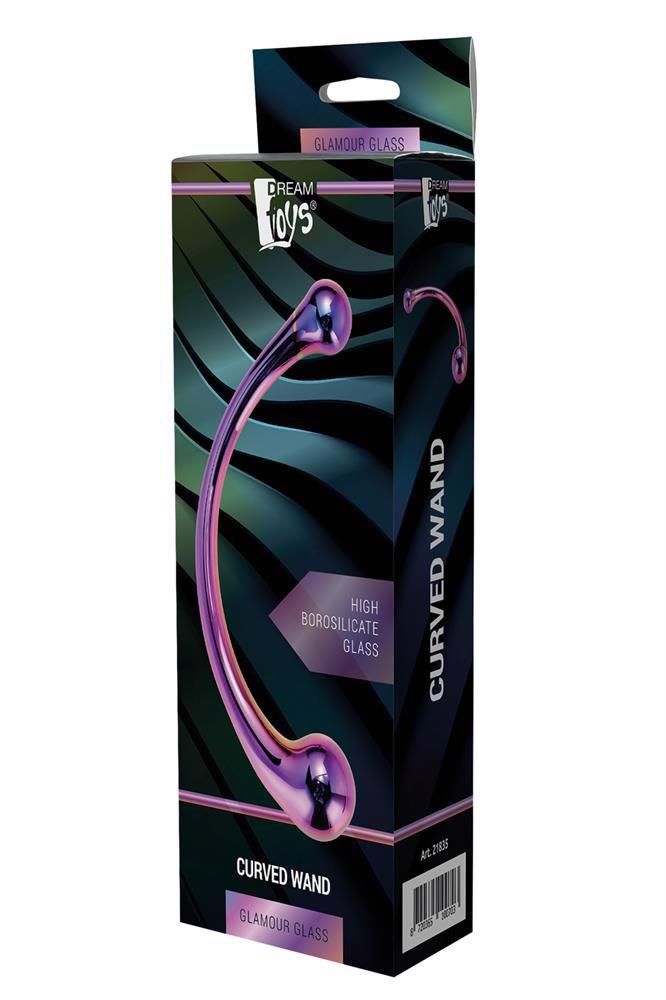 Двухсторонний фаллоимитатор Glamour Glass Curved Wand, 17 см (мульти)