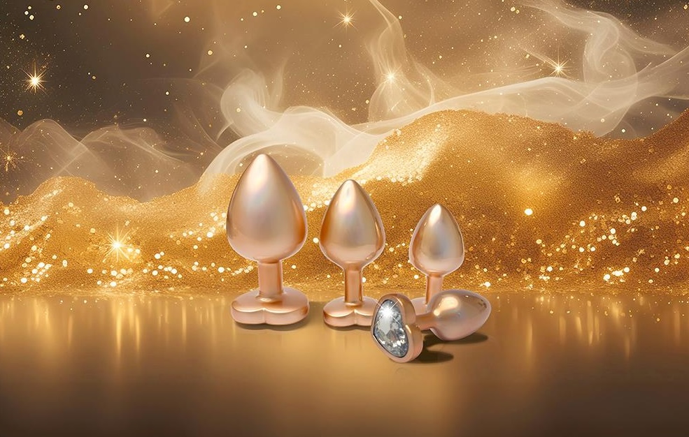 Korek analny Gleaming Love Pearl Gold Plug M, 8.3 cm (złoty)