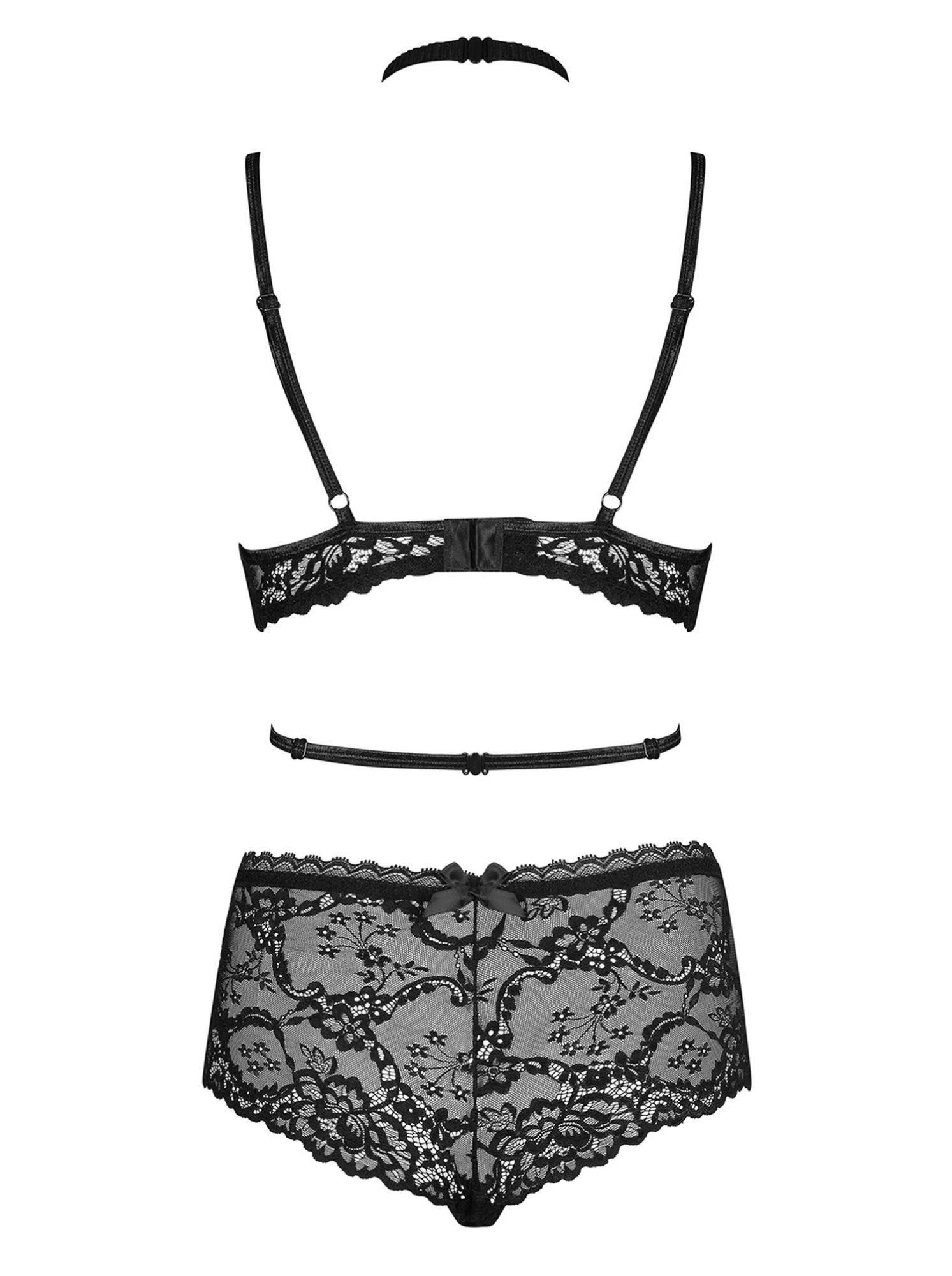 Комплект белья Obsessive Raquelia, S/M (черный)