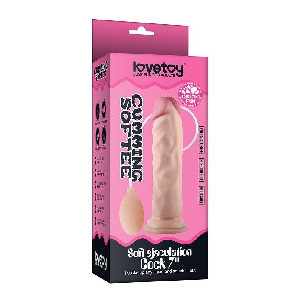 Фаллоимитатор с эякуляцией LoveToy Soft Ejaculation, 21,6 см (телесный)