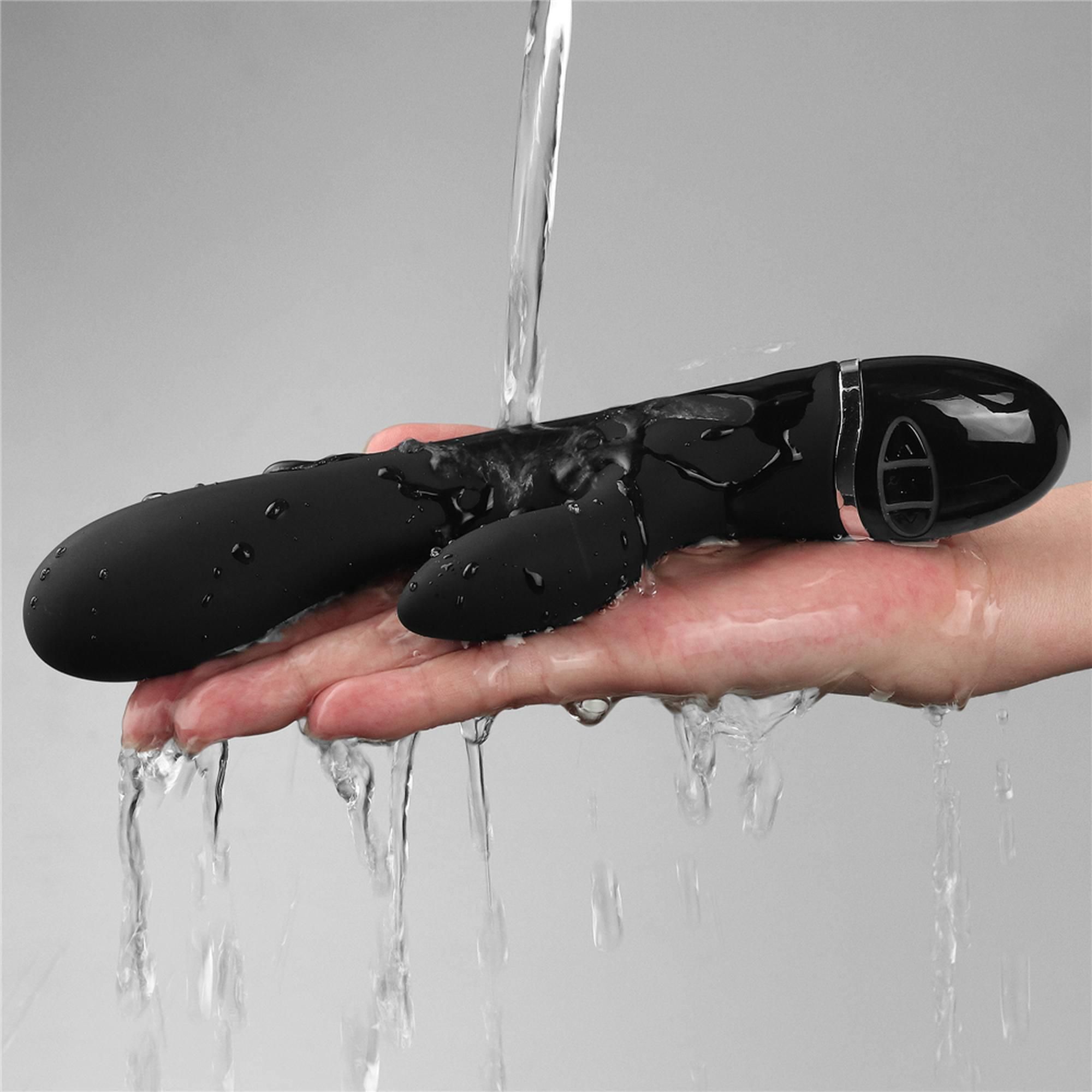 Wibrator królik LoveToy O-Sensual Clit Duo Climax, 21 cm (czarny)
