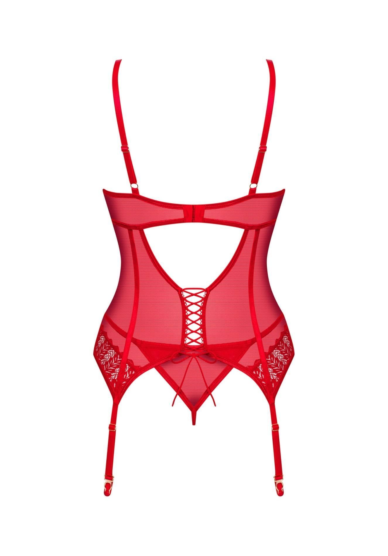 Комплект боди и стринги Obsessive Ingridia, XS/S (красный)