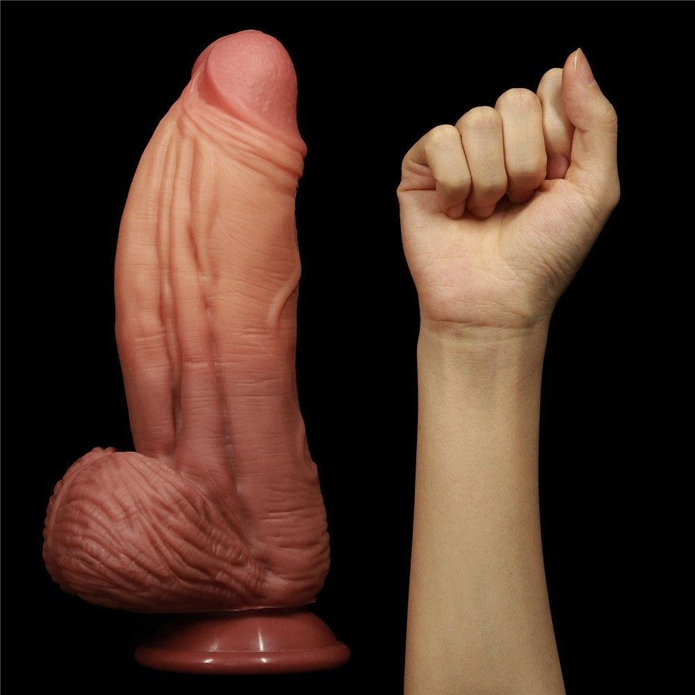 Фаллоимитатор LoveToy Dual layered Platinum Silicone, 24,5 см (телесный)