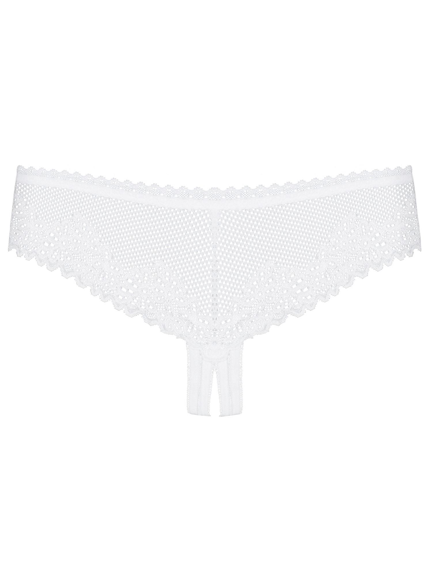 Стринги с открытым доступом Obsessive Alabastra, L/XL (белый)