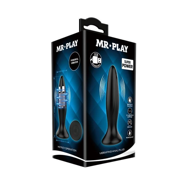 Анальна пробка LyBaile Mr.Play Vibrating Butt Plug, 12.8 см (чорний)