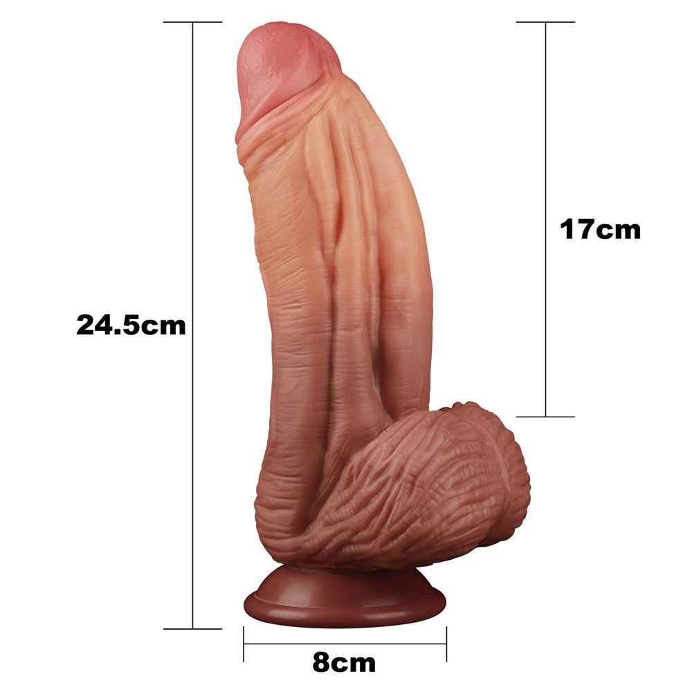 Фаллоимитатор LoveToy Dual layered Platinum Silicone, 24,5 см (телесный)