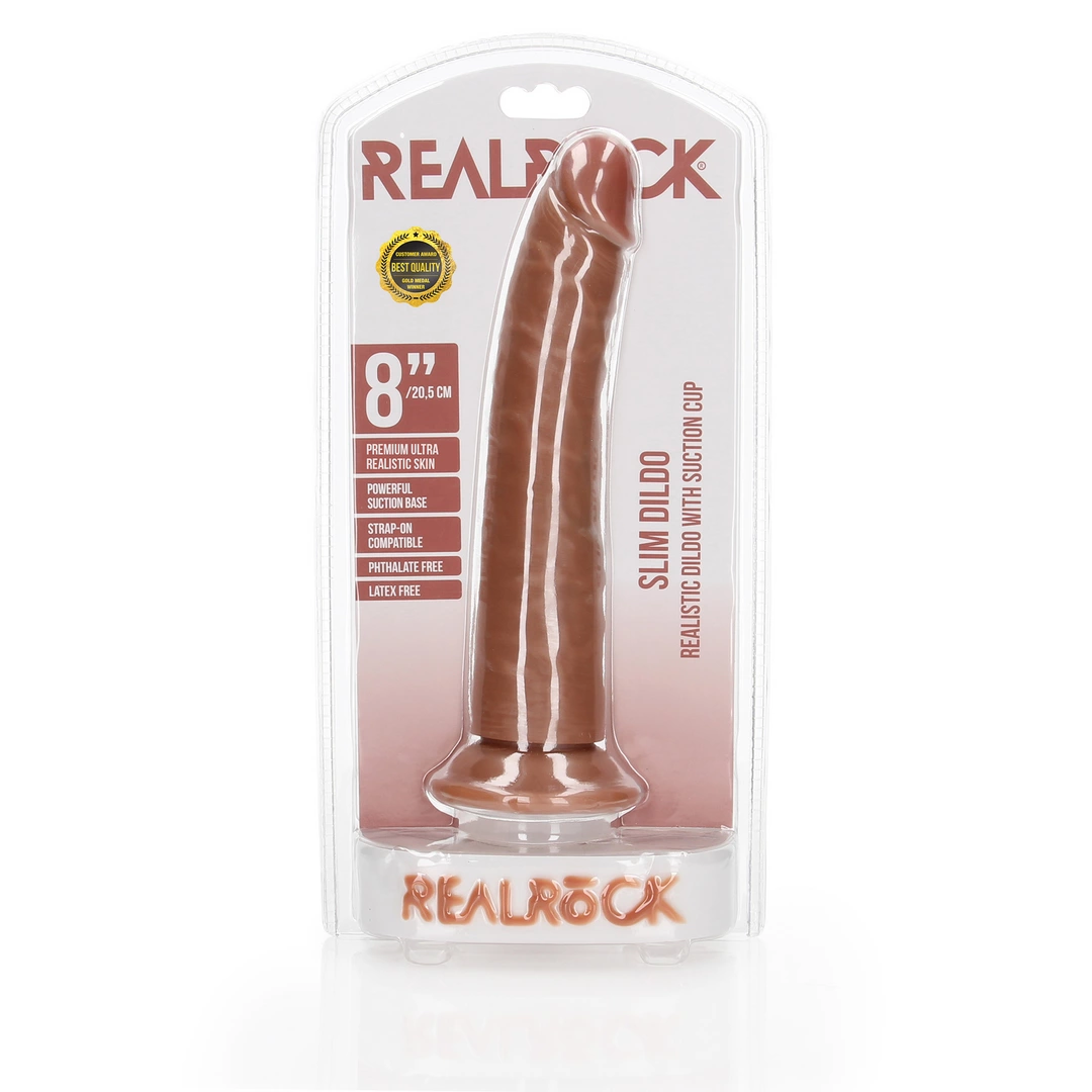 Фаллоимитатор RealRock Slim Realistic 8", 22.5 см (телесный)
