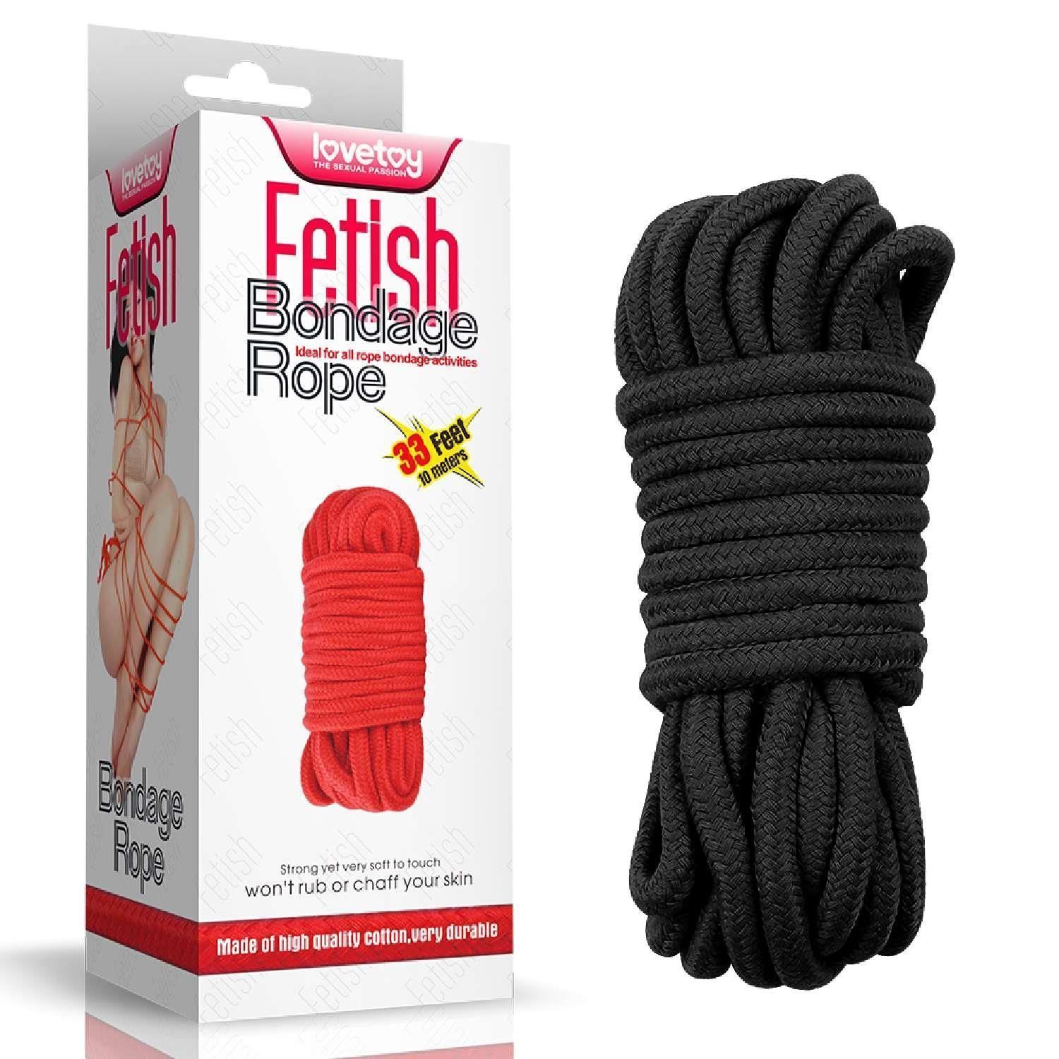 Верёвка для связывания Fetish Bondage Rope, 10 м (черный)