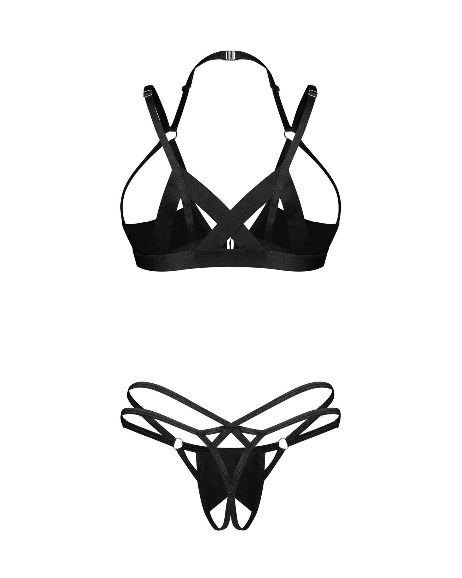 Комплект белья Obsessive Keira Lise otwarty, S/M (черный)