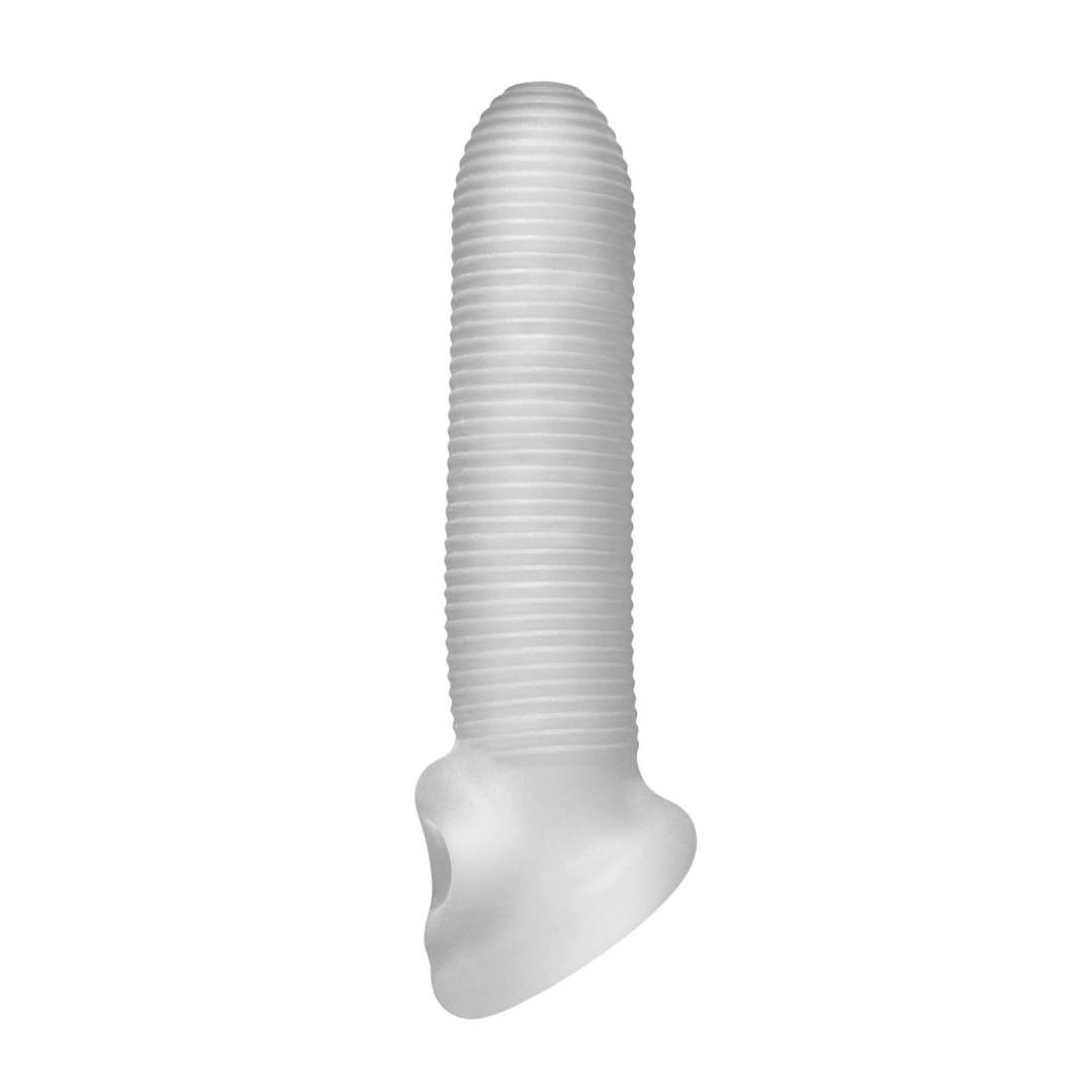 Perfect Fit Fat Boy Micro Ribbed Sheath - Nakładka na penisa, Przezroczysty, 14 cm