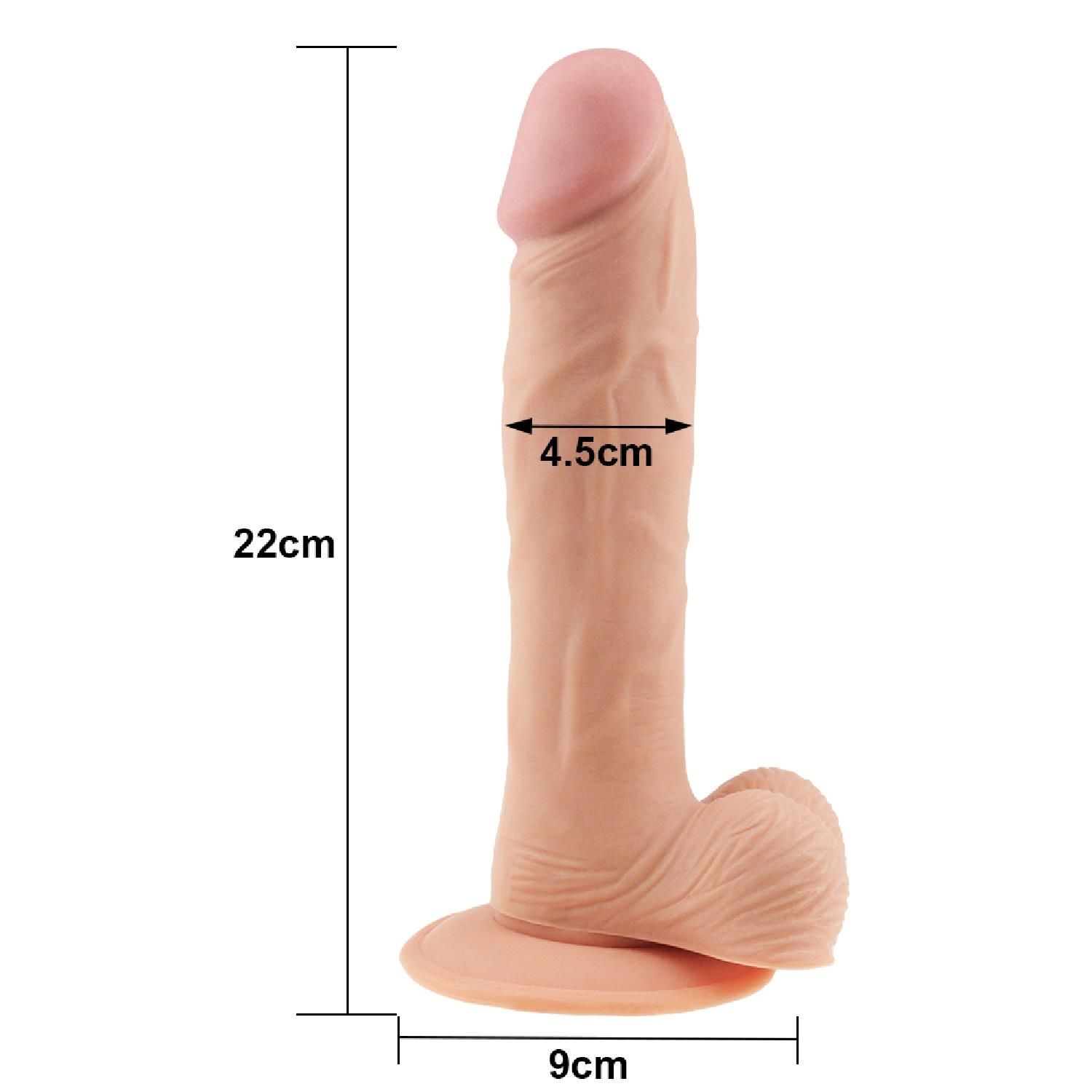 Dildo z przyssawką LoveToy The Ultra Soft Dude Flesh, 22 cm (w kolorze cielistym)