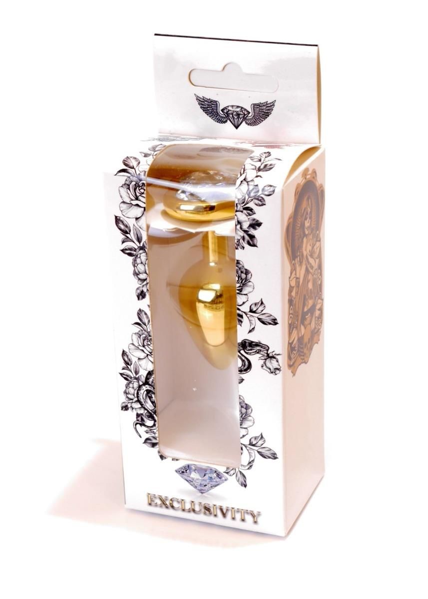 Анальна пробка з кристалом Boss Jewellery, 7 см (золотий)