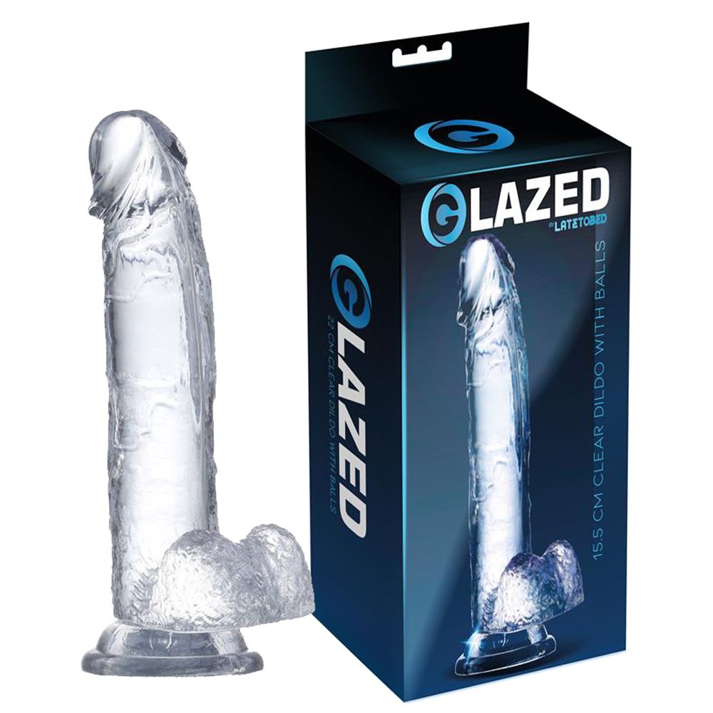 Фаллоимитатор Glazed With Balls на присоске, 15,5 см (прозрачный)