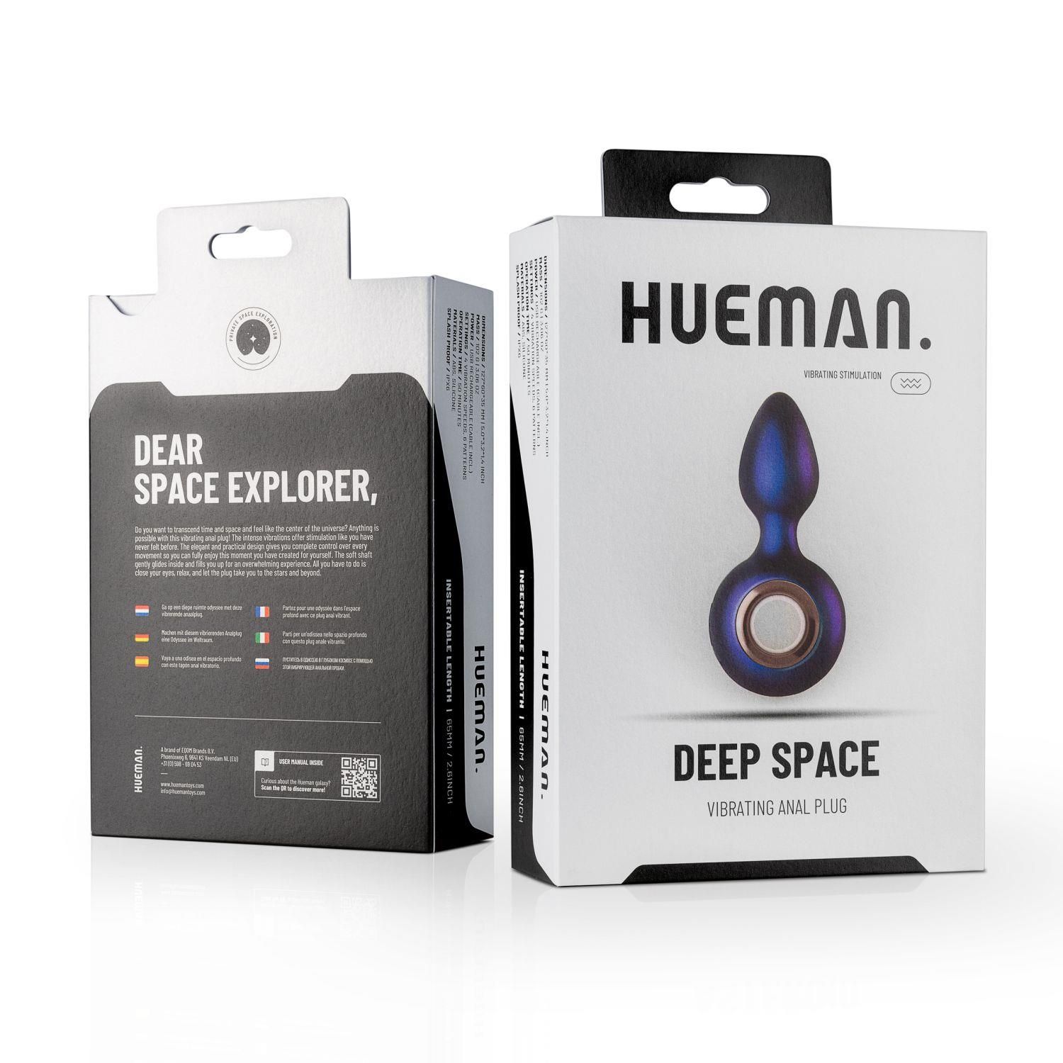 Korek analny Hueman Deep Space Vibrating Anal Plug, 12,7 cm (fioletowy)
