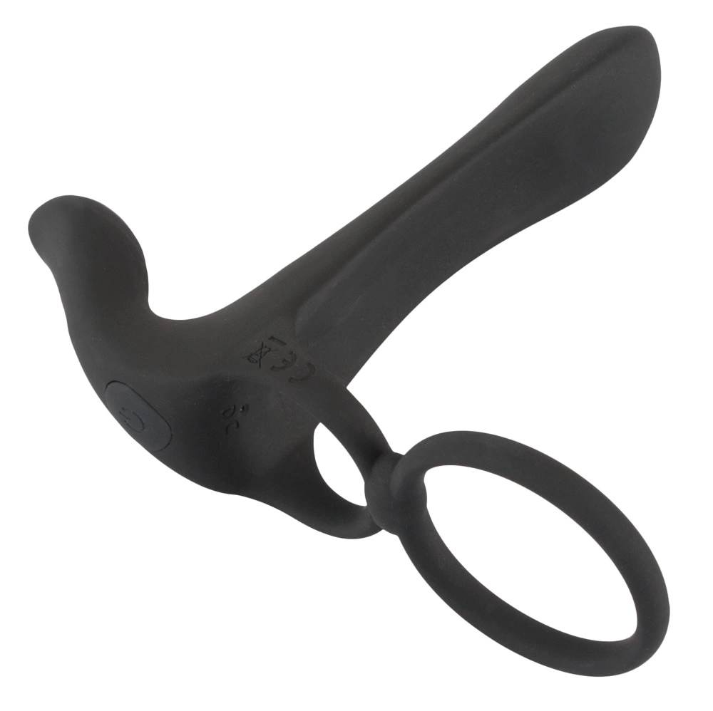 Black Velvets Couple, s Vibrator - Nakładka na penisa, Czarny, 14 cm