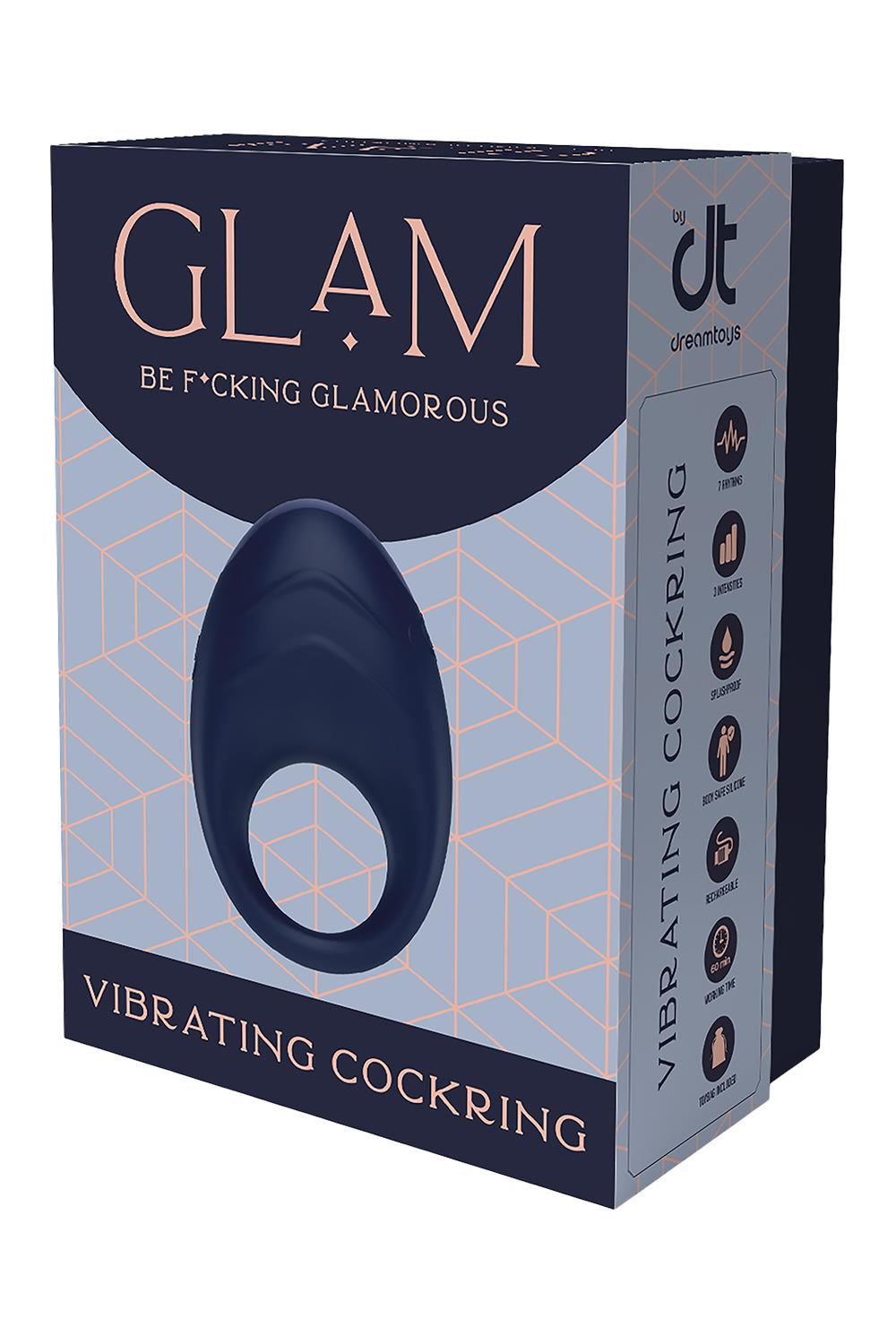 Виброкольцо Glam Vibrating Cockring, 7 см (синий)