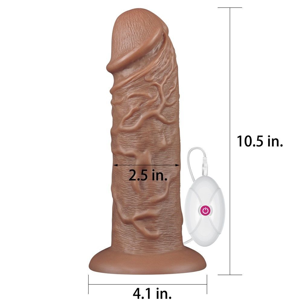Wibrator LoveToy Realistic Chubby Dildo 10.5'', 26.6 cm (brązowy)
