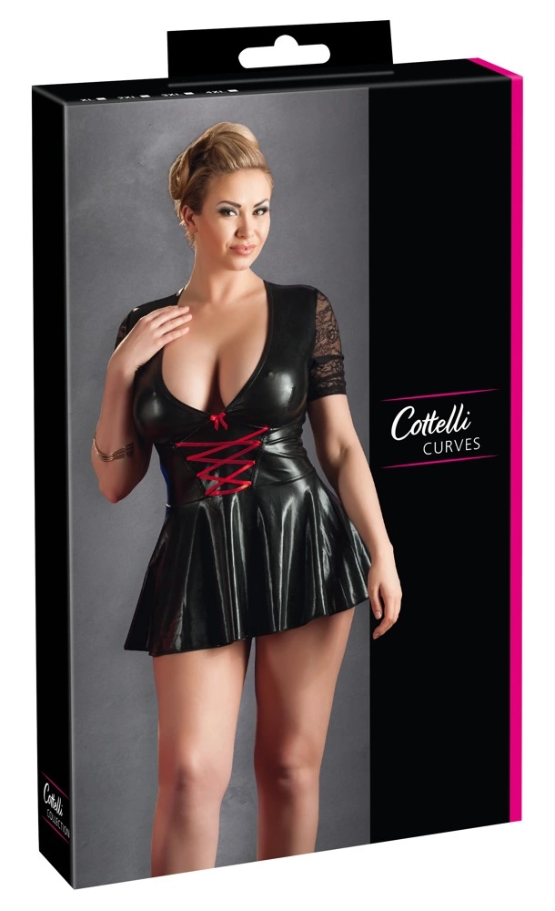 Мини-платье Cottelli Vinyl Lack Wetlook Latex, XL (черный)