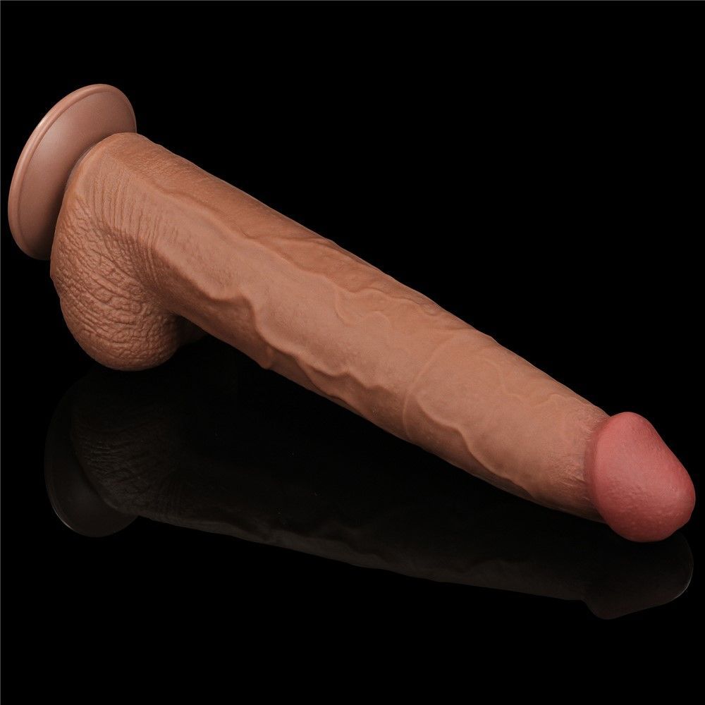 Фаллоимитатор LoveToy Sliding-Skin Dual Layer Dong King Sized, 34 см (коричневый)