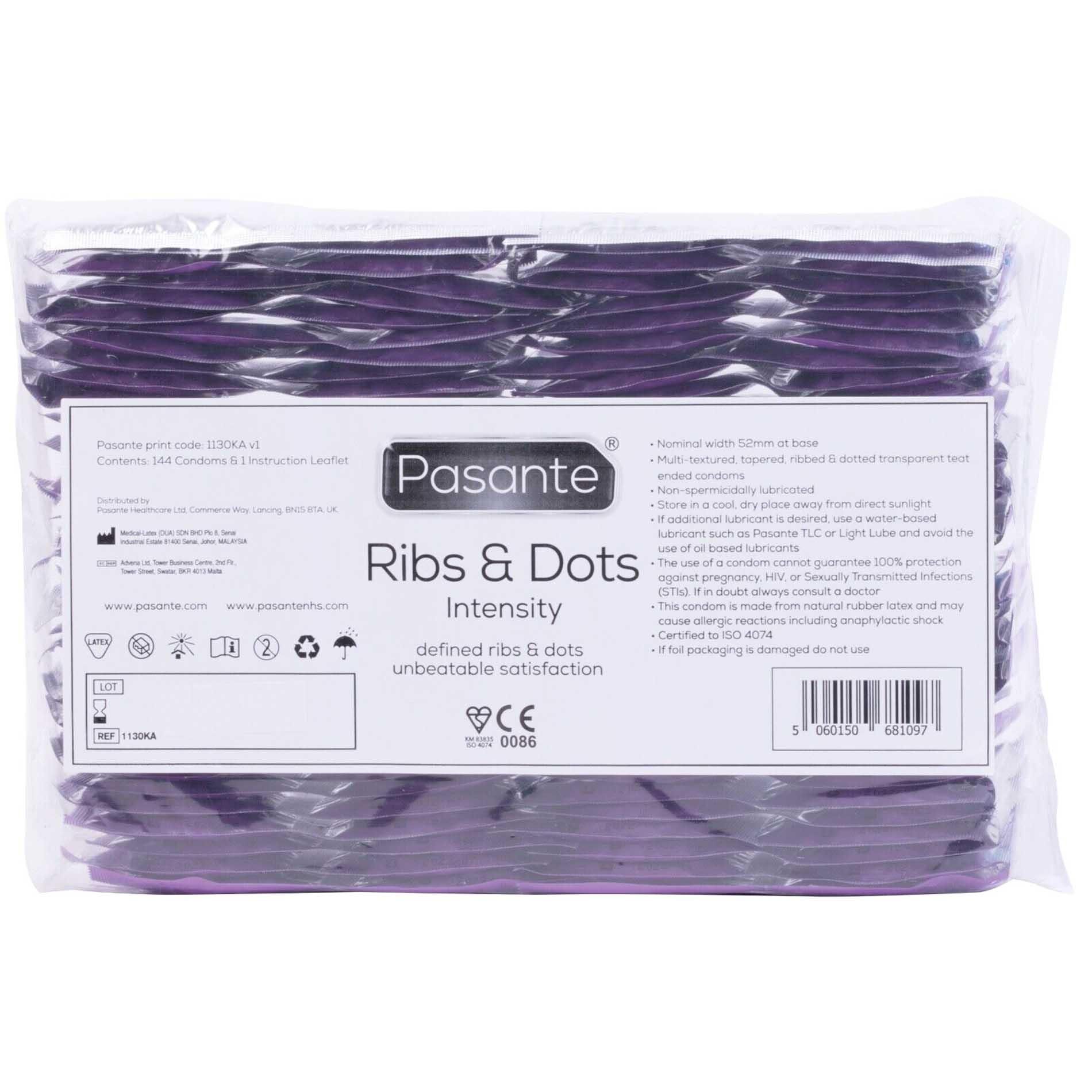 Презервативы Pasante Ribs & Dots Intensity, 144 шт