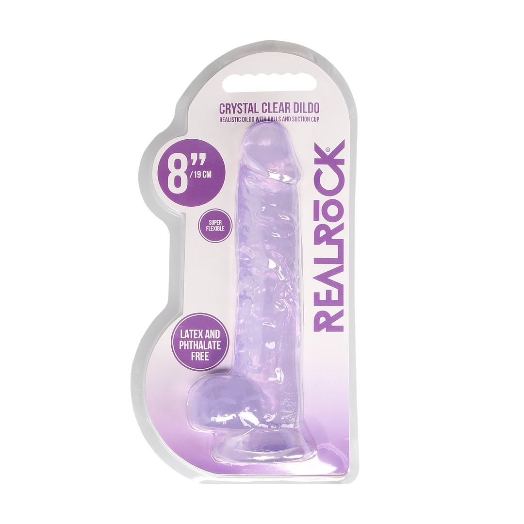 Фаллоимитатор Realrock Crystal Clear Dildo Realistic 8, 21 см (фиолетовый)