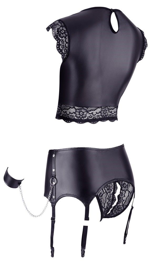 Комплект Cottelli Bondage Top and Suspender Briefs, L (черный)