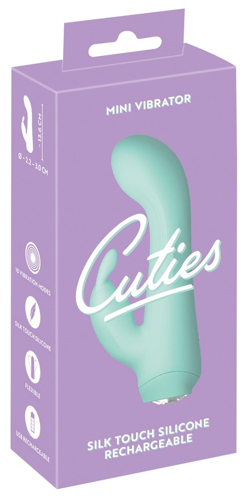 Вибратор-кролик Cuties Mini, 13,6 см (бирюзовый)