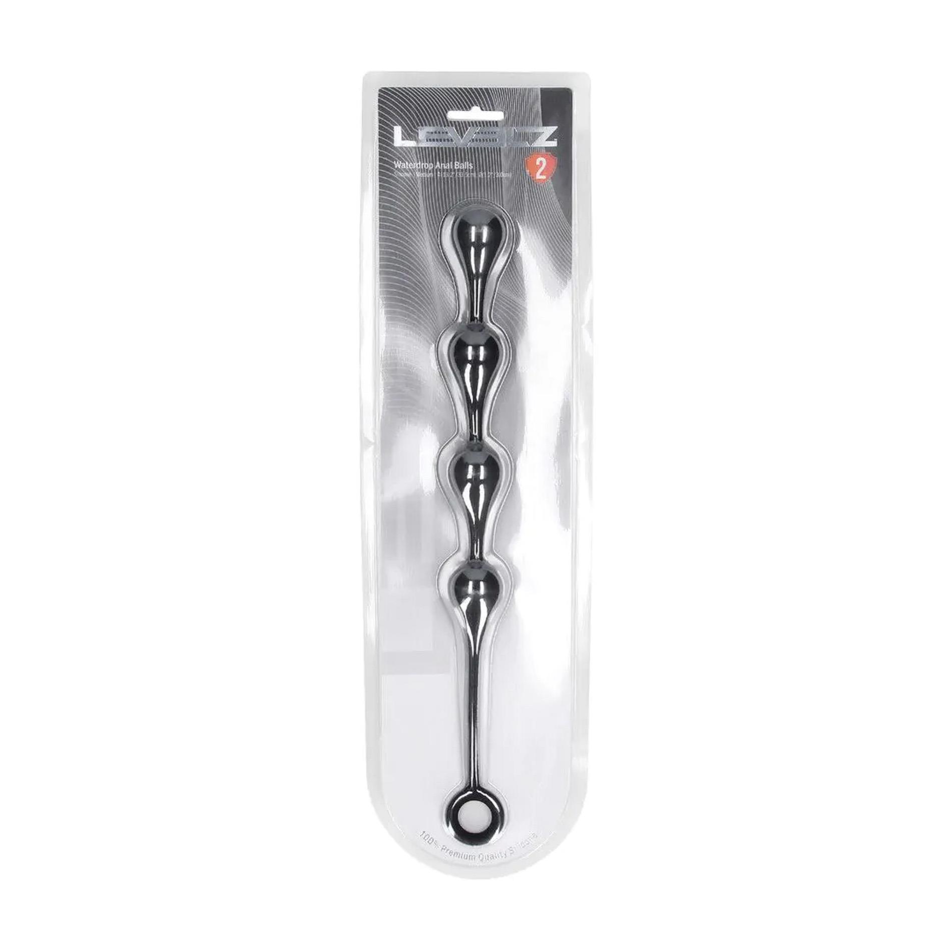 Анальные шарики Levelz by Shots Waterdrop Silicone Anal Balls M, 30 см (черный)
