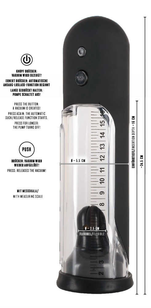 Вакуумная помпа Rebel Automatic Penis Pump, 24 см (прозрачный)