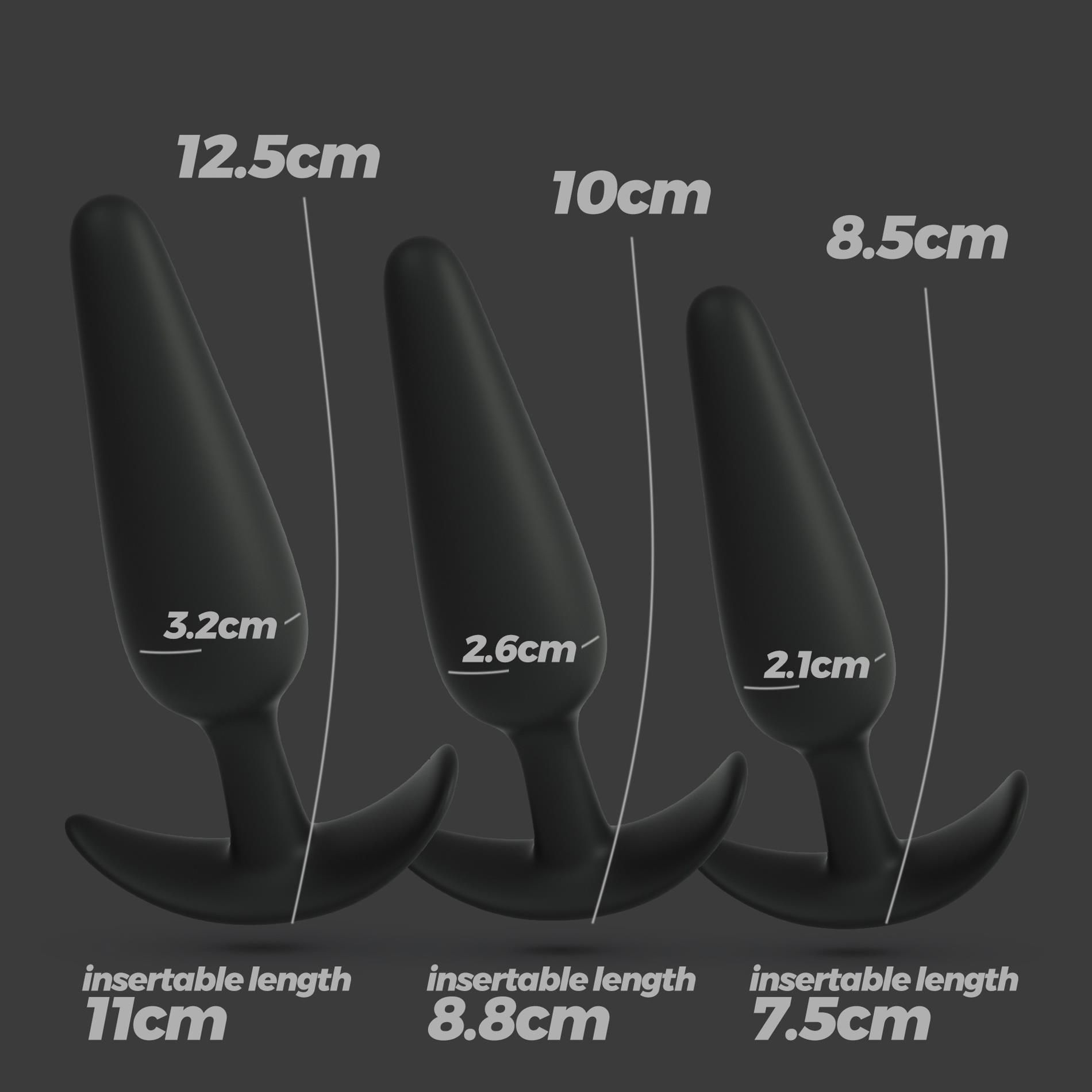 Zestaw korków analnych Crushious Tic Tac Toe, 3 szt (czarny)
